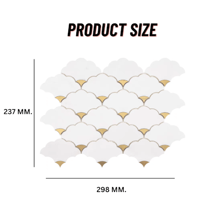 โมเสคหินอ่อน TIMELESS TILES รุ่น LUCKY CLOUD 23.7X29.8 ซม. สีขาว CRYSTAL WHITE_1